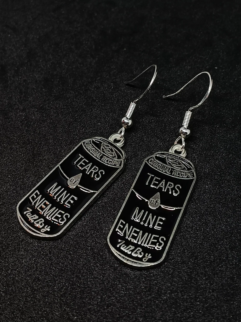 Silver 'Tears Mine Enemies' Can Drop Earrings